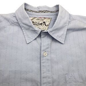 Quicksilver Short Sleeve Beach Shirt Men's Size XL Blue 100% Organic Cotton